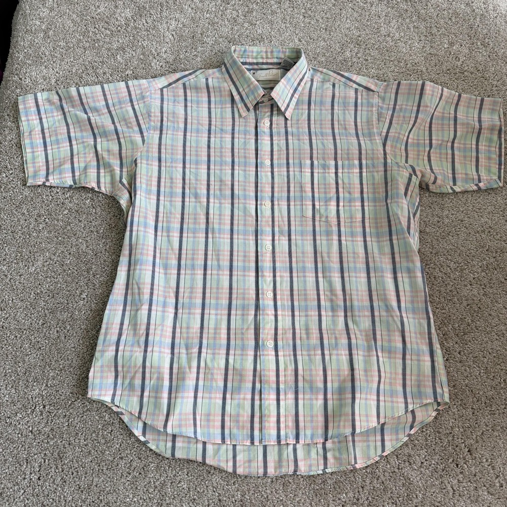 Vintage Arnold Palmer Shirt Mens Large Multicolor Plaid Short Sleeve Golf